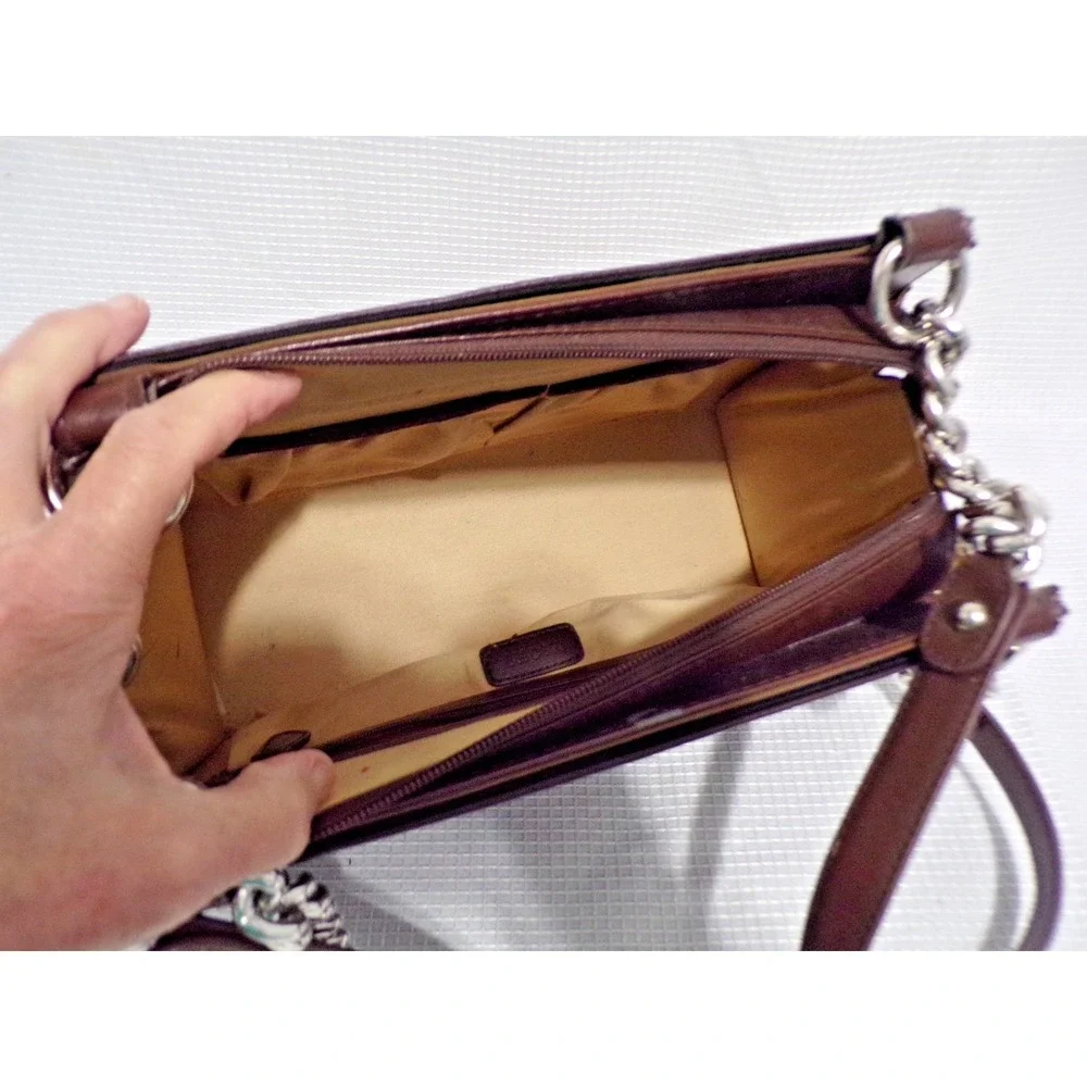Miche Classic Brown w/Silver Chain Accents Handbag 3 Skins Tweed Bronze Brown